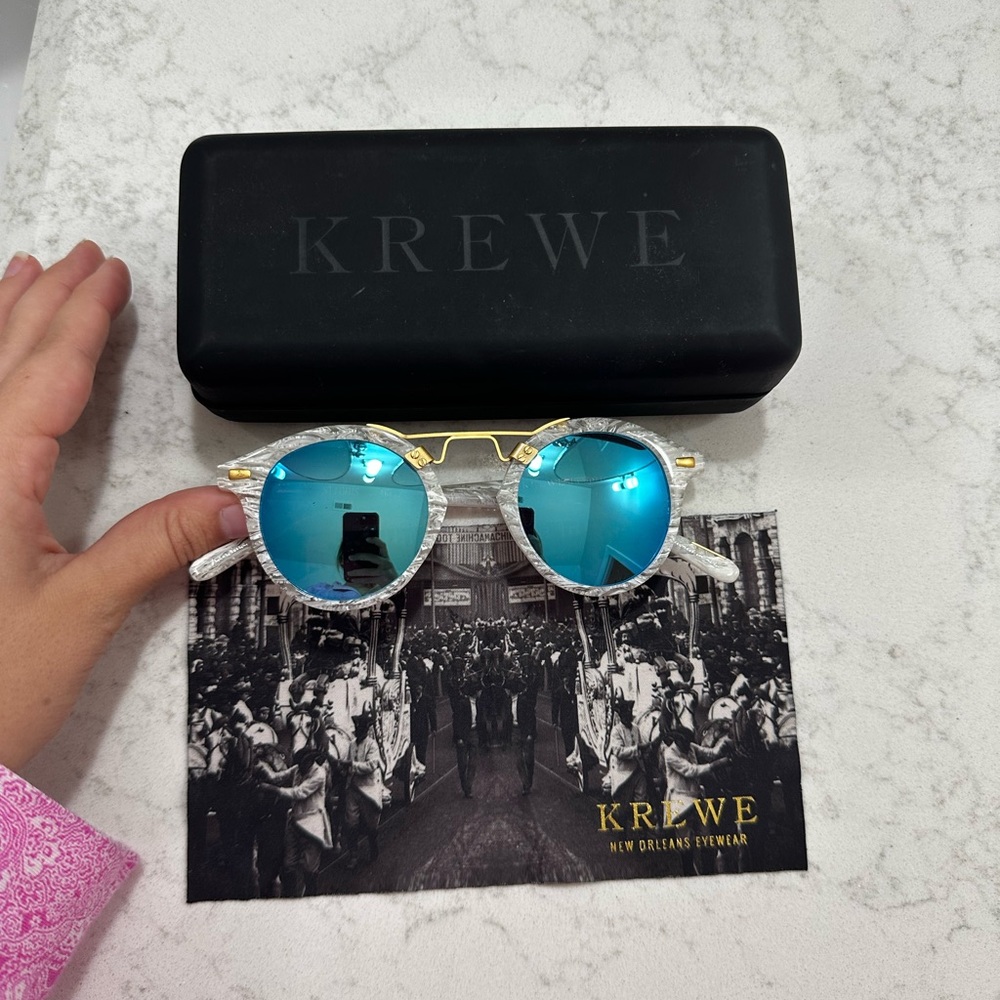 Unisex Kids Krewe White Linen 24K St Louis Sunglasses
